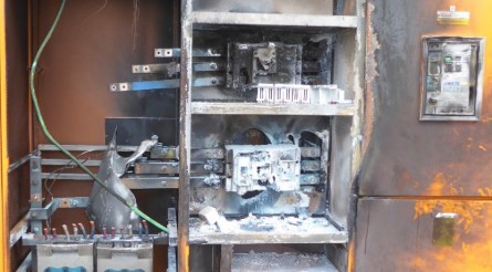 The switchboard was destroyed by the explosion and fire