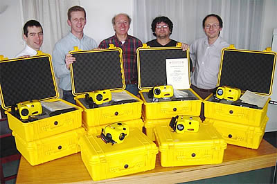 Managing Director Dr Richard Salisbury (centre) with some of the Thermoteknix Team and the 10 VisIR cameras packed and ready for shipment to Japan