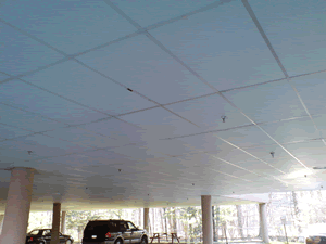 Photo shows typical suspended ceiling in open parking garage.Image provided by Wayne Swirnow